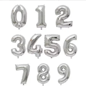32-inch Silver Aluminum Foil Number Balloons